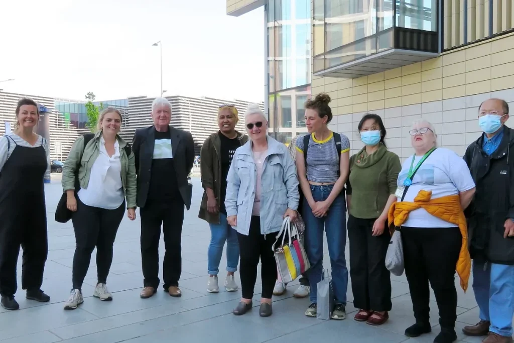 Wester Hailes Adult Art Group in front of Dundee train station.